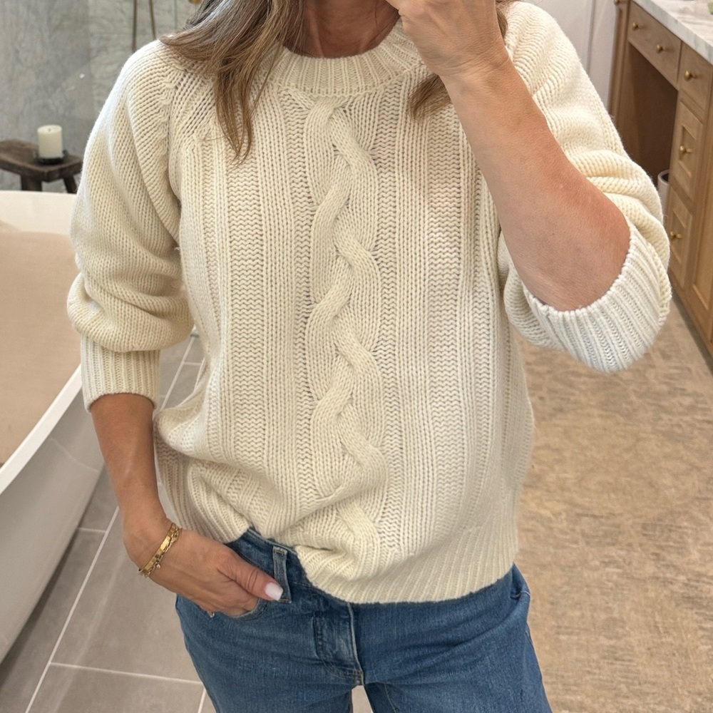 ParrishLA Cable Knit Marino Wool Sweater